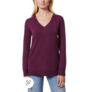 Melissa Paige ribbed viscose v-neck sweater Women's cabernet red Size XL